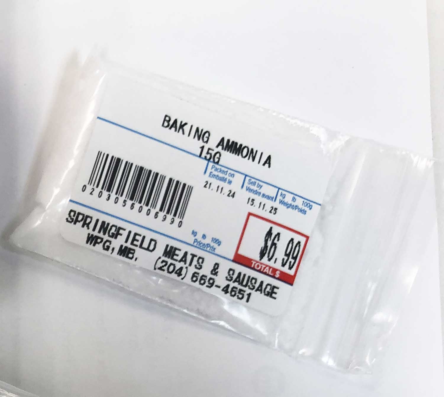 Hirschhorn Salz (baking Ammonia) 15 g