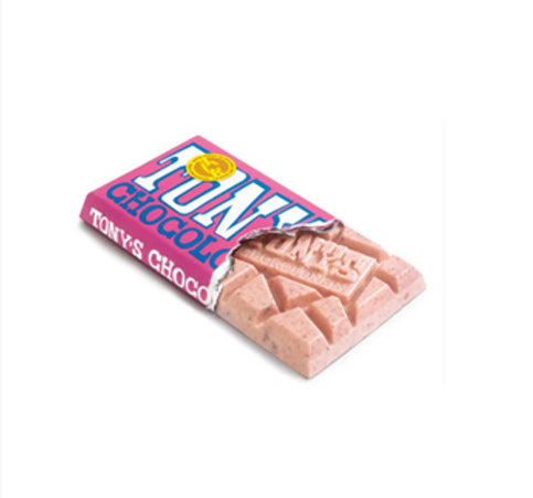 Tony's Chocolonely Bars White Raspberry Crystal Sugar 180g