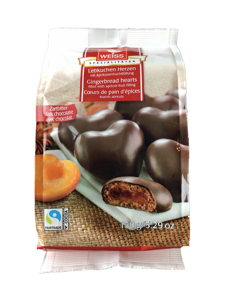 Weiss Gefulte Lebkuchen Herzen (Gingerbread Filled Hearts) 150 g - Dutchy's European Market