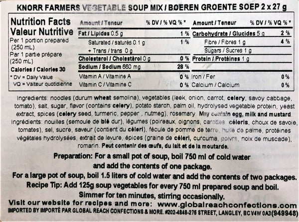 Knorr Farmers Vegetable Soup 2c27g - Dutchy's European Market