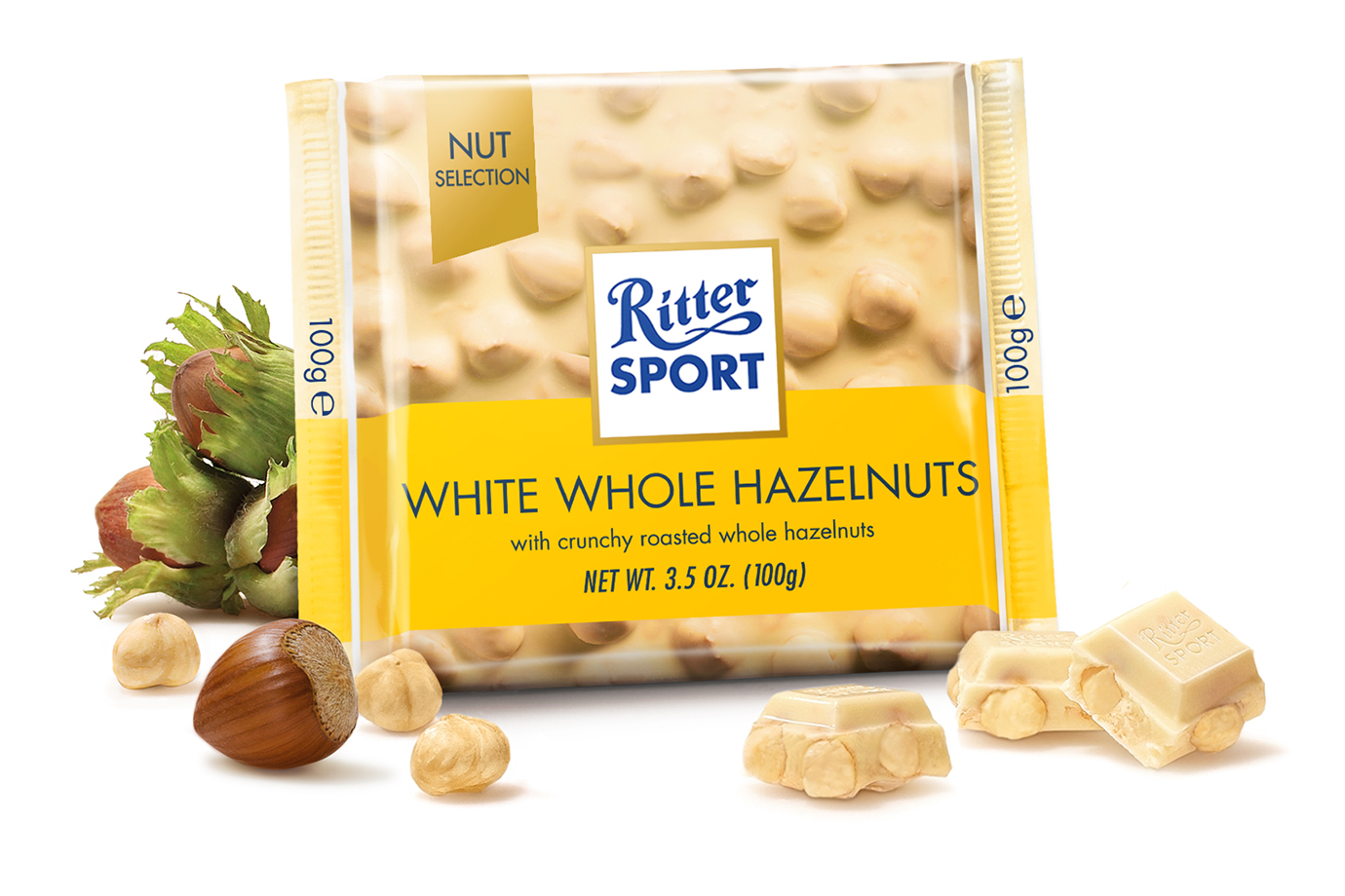 Ritter Sport Whole Hazelnut White Chocolate 100g - Dutchy's European Market