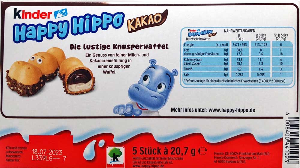 Ferrero Happy Hippo Cacao (5 x 20.7g) - Dutchy's European Market