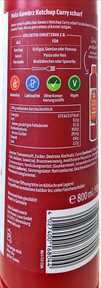 Hela Hot Curry Ketchup 800ml - Dutchy's European Market