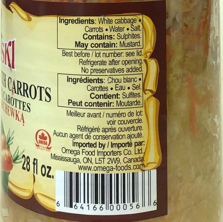 Wolski Sauerkraut with Carrots 796ml - Dutchy's European Market